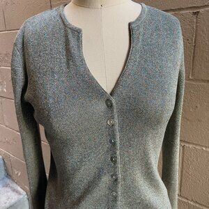 Vintage Joseph A. Silk/Metallic Cardigan Petite